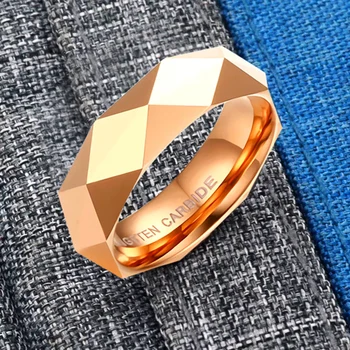 6mm Módní Karbid Wolframu Oceli Pánské Prsten Rhombus Snížit Kapela Barvě Gold/Rose Zlaté Prsteny pro Ženy, Svatební Zásnubní Prsten