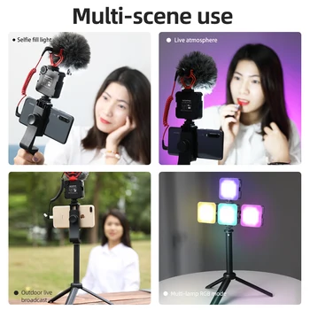 6W Mini RGB LED Video Světlo se Stativem 2700K-6500K Na Fotoaparát Vyplnit Světlo Fotografie Osvětlení Pro Tiktok Vlog Světlo lampy
