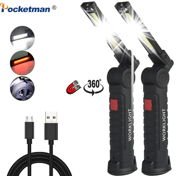 8000LM Pracovní Světlo USB COB LED svítilna Magnetická 5 režimů Ultra Světlé pochodeň svítilny, vodotěsné pro Kempování, Auto Opravy