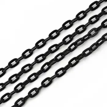 8Seasons Železo Slitina na Bázi Open Link Kabel Řetězce DIY Výrobu Náhrdelník, Náramky Rozšíření Řetězce Šperky Nálezy, Černá Barva,10M