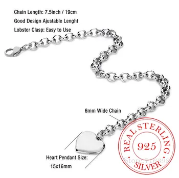 925 Sterling Silver A-Z Dopisu Srdce Kouzlo Náramky A Náramky Pro Ženy, Punk Design Jemné Šperky Pulseras Mujer Moda 2020
