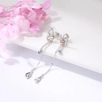 925 Sterling Silver Dlouhý Střapec Motýl Náušnice 2019 Luxusní Ženy Módní Náušnice Šperky Doprava Zdarma