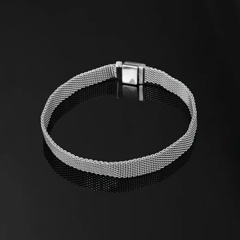 925 Sterling Stříbrné Hodinky řetězce Klip Korálky Náramek Kvalitní 16-22cm Fit Reflexní Náramek Pro Ženy DIY Šperky