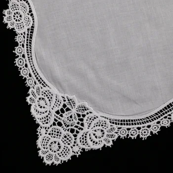 A001: Bílá premium bavlněné krajky kapesníky háčkování kapesníčky pro ženy/dámy svatební dar