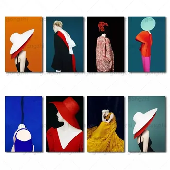 Abstraktní Barevné Minimalistický Elegantní Oblečení Ženské Nordic Domova Nástěnné Malby Bezrámové Plátno Hd Tisk Dekorace Plakát