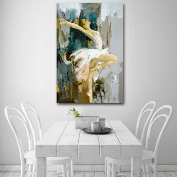 Abstraktní Elegantní Tančící Baletka Olej Malba Na Plátně, Plakáty, Tisky Balet Dívka Cuadros Umění Nástěnné Obrázky Pro Obývací Pokoj