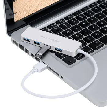Acasis USB 3.0 Hub Vysoké Rychlosti, Hliníkový 4 portový USB 3.0 Hub Splitter On/Off 5Gbs pro MacBook Notebook PC