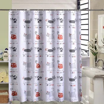 Aggcual Evropské karikatury sprchový závěs vodotěsné polyester roztomilý kočka koupelna opona Zahustit děti Koupelna dekor oddíl Y25