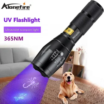 AloneFire E17 UV Led Svítilna 365nm Uv Zoomovatelný Neviditelná Kočka, Pes, Pet Skvrny Lov Marker Checker AAA 18650 baterie