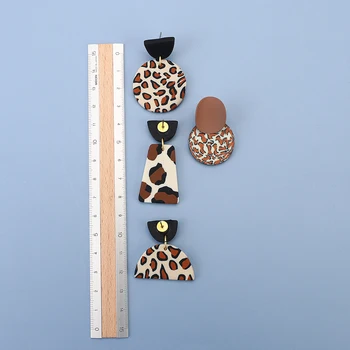 AMORCOME Nové Ručně vyráběné Leopard Tisk Jílu Polymeru Náušnice pro Ženy Geometrické Náušnice Módní Šperky orecchino