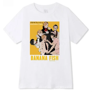 Anime Banán Ryby Casual T-Shirt Muži Streetwear Tričko Harajuku