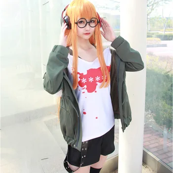Anime Cosplay Persona 5 Cosplay Kostým Futaba Sakura Uniformy, Bunda + triko + Šortky + Pás + Punčochy + Brýle