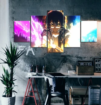 Anime Sword Art Online Asuna Umění Zdi Modulární 5KS Plátno, Domácí Výzdoba Obrázky HD Tištěné Obrazy Obývací Pokoj umělecká Díla Bez Rámováno