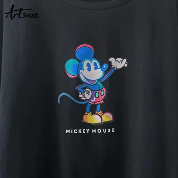 Artsnie mickey mouse tisk ženy t košile ležérní streetwear kreslený tops žena v létě roku 2020 o krk krátký rukáv t-shirt mujer