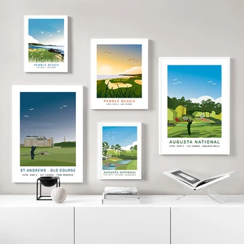 Augusta National Golf Club 12. Jamky Amen Corner Cestovní Tisk na Šířku Plakát Dárek Wall Art Malířské Plátno Pokoj Domácí Dekor