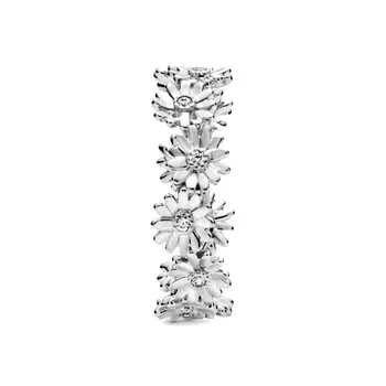Autentické 925 Sterling Silver Šumivé Daisy Květiny Koruna Prst Prsten Pro Ženy, Originální Stříbrné Šperky Nejlepší Dárek