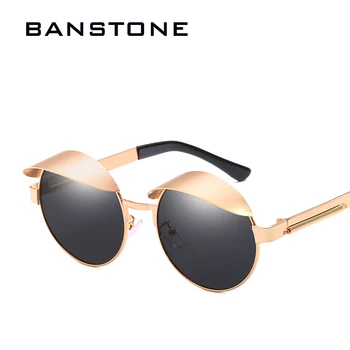 BANSTONE Módní Vintage Kulaté Styl SteamPunk Ženy, sluneční Brýle Muži sluneční clona Značky Design Sluneční Brýle Oculos De Sol