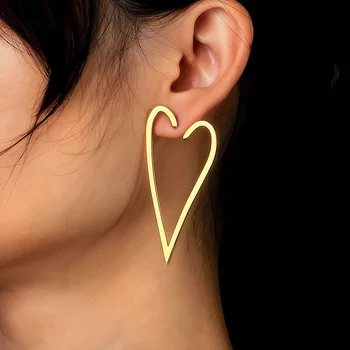 Baoyan Klasické Duté Srdce Earrrings Módní Geometrie Prohlášení Náušnice Z Nerezové Oceli Gold Star Ocelové Náušnice Pro Ženy