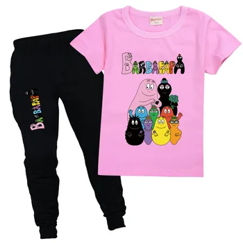 Barbapapa Anime Batole Chlapec Šaty Letní Bavlna Krátký Rukáv T Tričko + kalhoty Kostým Dívka, Topy Kalhoty Set