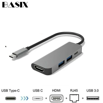 Basix Typ C ROZBOČOVAČ USB-C Na HDMI 4K Rozbočovač USB 3.0 Adaptér PD Nabíjecí Port pro MacBook Pro Samsung Galaxy S8 Huawei P20 Usb C Hub