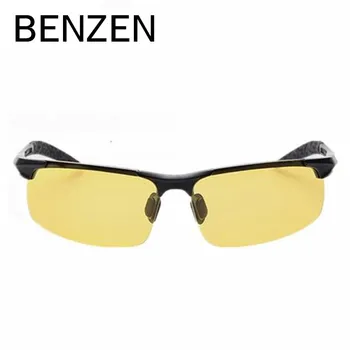 BENZEN Noční Vidění Brýle Muži Slitiny Žluté Čočky Noční Jízdy Brýle Mužské Řidičské Brýle S pouzdrem 8001