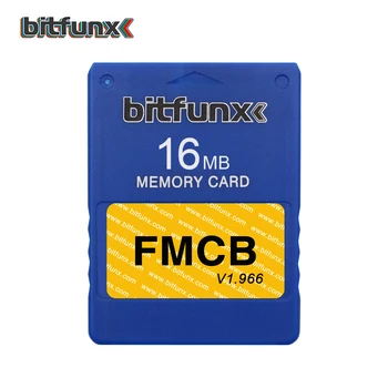 Bitfunx Paměťové Karty 16mb Video Game Card pro Playstation 2 Sony PS2 Nejnovější Verze FMCB 1.966 Červené Bílé Barvy