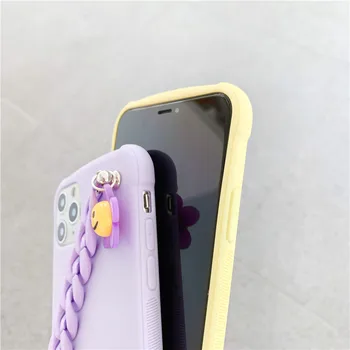 Candy purple měkké silikonové Nárazuvzdorný Telefon pouzdro pro iPhone 11 Pro Max XR XS Max 8 7 6S 6 Plus SE roku 2020 s slunečnicového dárek řetěz