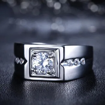 CC Šperky 925 Stříbrné Prsteny Pro Muže Módní Luxusní Nastavitelný Bílého Zlata-Barva Svatební Zásnubní Milovníci Kroužek Samec Bijoux CC635