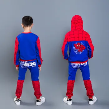 Chlapec Soupravy Oblečení Spiderman Tisk Bavlny Kreslený Bunda +Tričko +Kalhoty Dětské Oblečení 3 Ks Dítě Chlapci Spider Man Oblečení Set