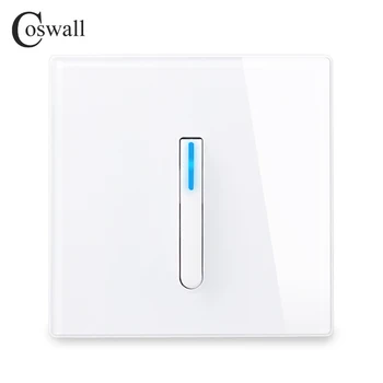 COSWALL 1/2/3/4 Gang 1 Způsob, Piano Key Design On / Off vypínače Světla LED Ukazatel, Tvrzené Sklo Panel, Bílá Černá Šedá
