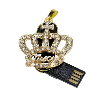 Crystal Crown USB 2.0 Flash Disky 64 GB Skutečná Kapacita 8GB 16GB 32GB flash disk Diamond Crown Přívěsek USB Memory Stick Klíč U Disk
