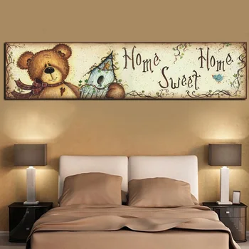 Digitální HD Tisk Bear Cartoon Zvířat olejomalba na Plátně Umění Sweet Teddy Bear Plakát Zdi Picute pro Děti, Obývací Pokoj, Ložnice