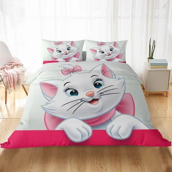 Disney Krásné Marie Cat 3D Cartoon Ložní Soupravy Královna Oddělenými postelemi, ložní prádlo, Děti, Dívky Peřinu povlak na Polštář Šidítko Ložní prádlo Set