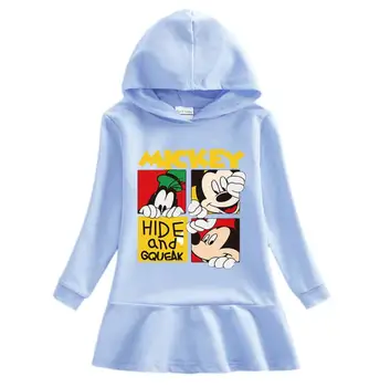 Disney Oblečení Pro Dívky Minnie Mouse Dlouhý Rukáv Mikiny Šaty Oblečení Bavlny Ležérní Dívky Děti Mikiny Šaty