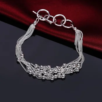 DOTEFFIL 925 Sterling Silver Grape Korálky Šest Řádek Náramek Pro Ženy, Svatební Zásnubní Večírek Šperky