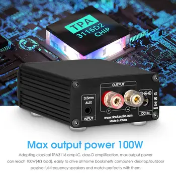 Douk Audio Hi-Fi 100W Mini TPA3116D2 Subwoofer / Plný Frekvenční Zesilovač Mono Kanál, Digitální Audio Amp