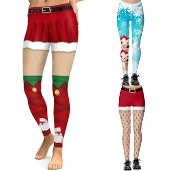 Dámské Legíny Módní 3D Digitální Tisk Vánoční Legíny Srandovní Sexy tisk Elastický Vánoční Skinny kalhoty Gothic