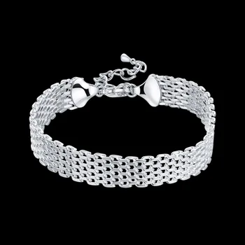 Dámské Módní Řetězec Náramek Real 925 Sterling Silver Měkké Watchband Náramek & Náramky Jemné Šperky Pulseiras De Prata