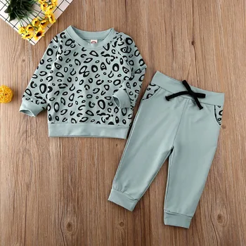 Dítě Dítě Dívka Chlapec Zimní Oblečení Sady Dlouhý Rukáv Leopard Topy Mikina+Kalhoty Dlouhé Oblečení 9M-4T Dětská Jarní Podzimní Oblečení