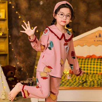 Dětské Oblečení Oblek Dítě Dívky Pyžamo Set pro princezny, Květiny, noční Prádlo Ovoce Pyžama Sady Děti Dlouhý Rukáv Pyžama Sada