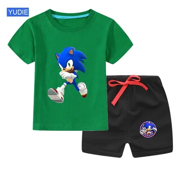 Dětské Oblečení Obleky Létě Roku 2020 T-Shirt+Krátké Kalhoty Tollder Baby Set, Chlapci Příležitostné Dětské Oblečení Sonic T Shirt Cool Top Módní