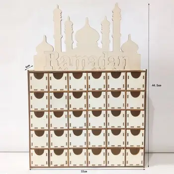 Dřevo Eid Mubarak Ramadan Adventní Kalendář Odpočítávání Zásuvky Muslimské Islámský Hrad