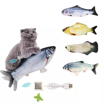 Elektrická Hračka pro Kočky 3D Elektrické Ryby USB Nabíjecí Simulace Ryby Měkké Plyšové třást Interaktivní Poškrábání a kousat Hračky Kočka Dodávky
