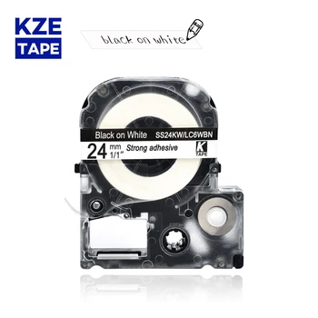 Epson štítek, páska 24mm černá na bílém SS24KW LC6WBN pásky do psacích strojů pro KingJim štítkovače LW-300 LW400Epson tiskárna etiket