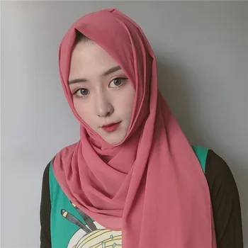 Fblusclurs Muslimské Ženy Solidní Módní Šál Muslima Islámský Hidžáb Zabalit Šifon Dospělé Dlouhá Šála 70*180 cm Velkoobchod
