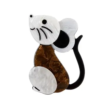 FishSheep Nové Akrylové Krysa Myš Pin Brože Pro Ženy, Děti Designer Zvíře Kočka Velká Brož Odznak Do Klopy Dárky Příslušenství