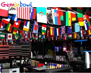 Geminbowl 25-65M 100-200 ks různých Zemí Řetězec Vlajky Mezinárodní Svět Bunting Banner bar domácí party dekorace