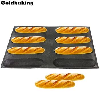 Goldbaking Hot Dog Bun Teflonové, Silikonové Pečící Formy Perforované Fench Chleba Tvoří Oválná, 5 Velikostí Pro Možnost