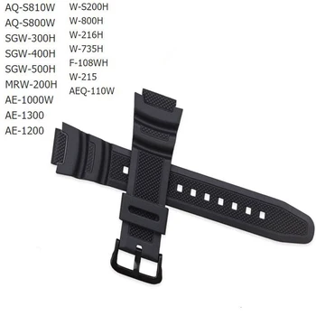 Gumový Popruh Vhodný pro-Casio AE-1000w SGW-400H / SGW-300H Silikonové Watchband Pin Spony Popruh Hodinky na Zápěstí Náramek Černý