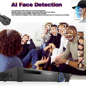 H. 265+ 4CH KAMEROVÝ Systém POE 5MP NVR Kit Detekce Obličeje Venkovní, Vodotěsné IP66 Bezpečnostní POE 5MP IP Kamery, Video Dohled, nastavit